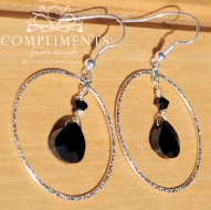 black onyx silver drop earrings