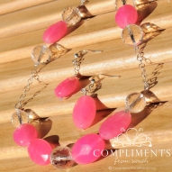 hot pink and crystal faceted necklace