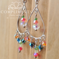 multi colored swarvski crystal chandelier earrings