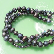 pewter purple freshwater pearl and swarovski crystal bracelet