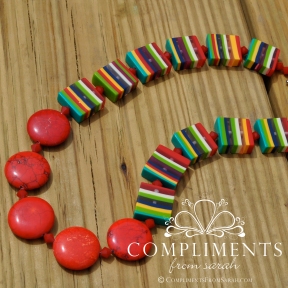 red stone and venitian striped stone necklace