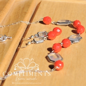 red stone faceted silver necklace